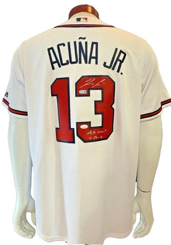 Ronald Acuna Jr. Signed Braves Majestic Jersey MLB Debut Rookie Auto JSA COA Mvp