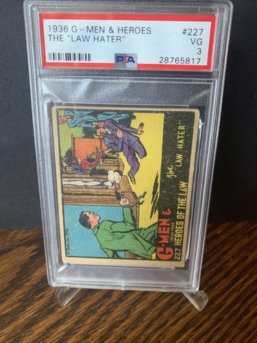 G-Men & Heroes of the Law Hater 1936 High # 227 Gangster Card PSA 3  Nice