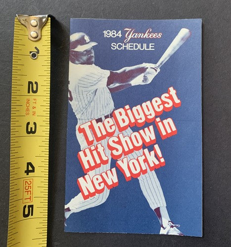 1984 New York Yankees Official Schedule 5” Don Mattingly Rookie Season Mint