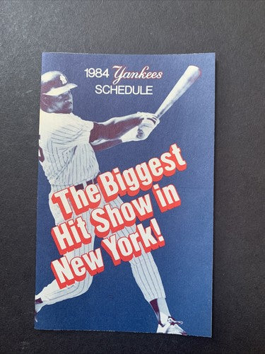 1984 New York Yankees Official Schedule 5” Don Mattingly Rookie Season Mint