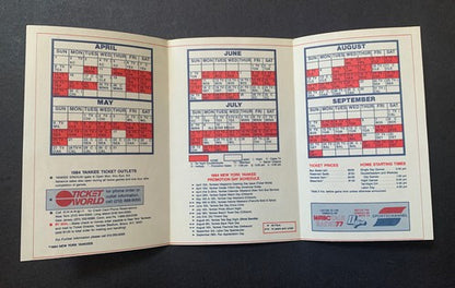 1984 New York Yankees Official Schedule 5” Don Mattingly Rookie Season Mint