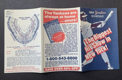 1984 New York Yankees Official Schedule 5” Don Mattingly Rookie Season Mint