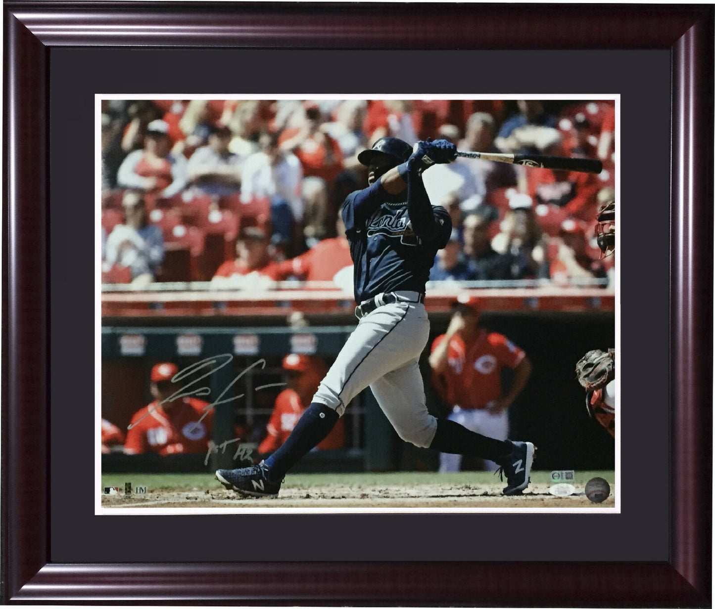 Ronald Acuna Braves Signed 16x20 Photo INS 1st HR Framed Mint Autograph JSA COA