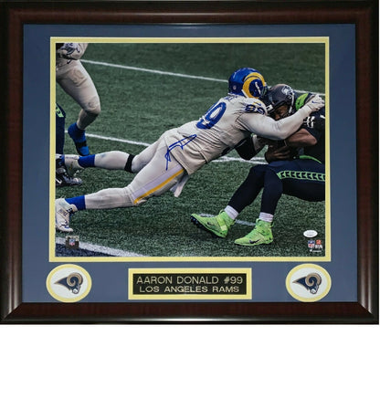Aaron Donald LA Rams Signed 16x20 Sack Photo Framed Mint Autograph JSA COA