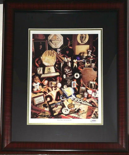 Willie Mays NY Giants Signed 11x14 Framed Photo Collage David Spindel Auto PSA