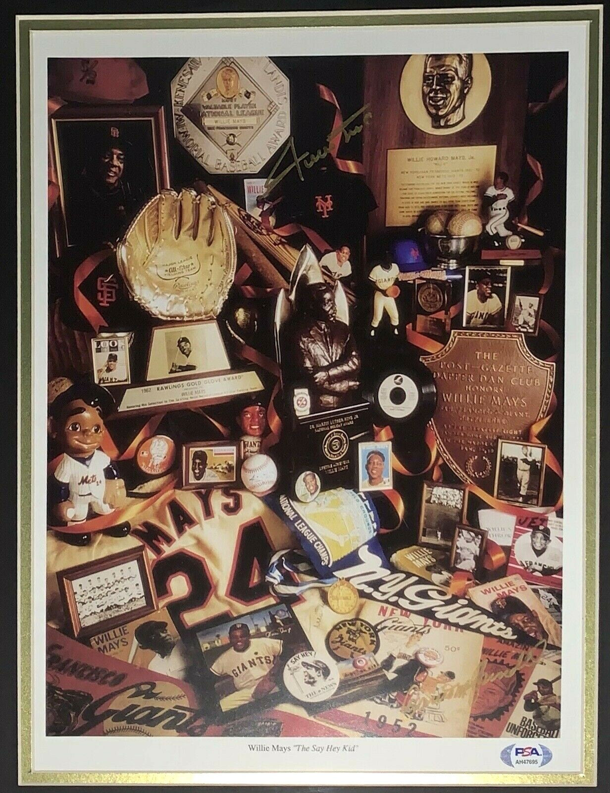 Willie Mays NY Giants Signed 11x14 Framed Photo Collage David Spindel Auto PSA