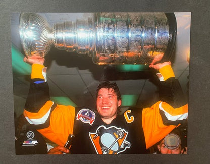 Mario Lemieux 1991 Stanley Cup Trophy Penguins 8x10 Photo File Lisenced Nhl Holo
