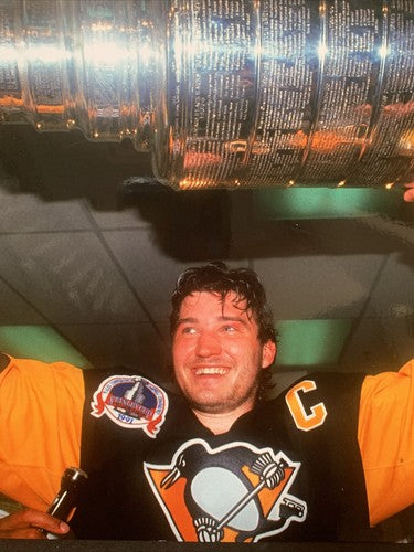 Mario Lemieux 1991 Stanley Cup Trophy Penguins 8x10 Photo File Lisenced Nhl Holo