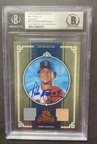 2005 Donruss Diamond Kings Pedro Martinez Bgs 10 MT On Card # 45 Auto Jersey 1/1