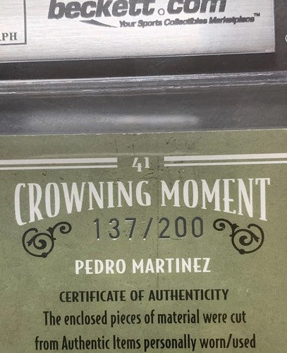 2005 Donruss Diamond Kings Pedro Martinez Bgs 10 MT On Card # 45 Auto Jersey 1/1