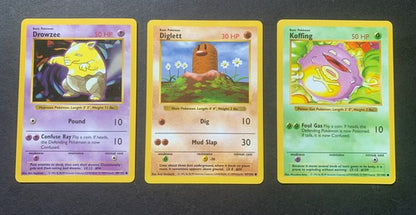 SHADOWLESS Base Set Koffing 51 Diglett 47 Drowzee 49 1999 Rare Pokemon Nm 3 Card