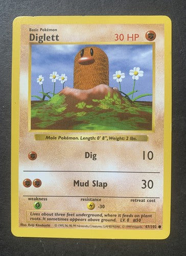 SHADOWLESS Base Set Koffing 51 Diglett 47 Drowzee 49 1999 Rare Pokemon Nm 3 Card