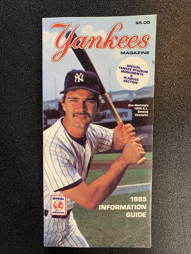 1985 New York YANKEES Official Media GUIDE Yearbook Don Mattingly Cover #23