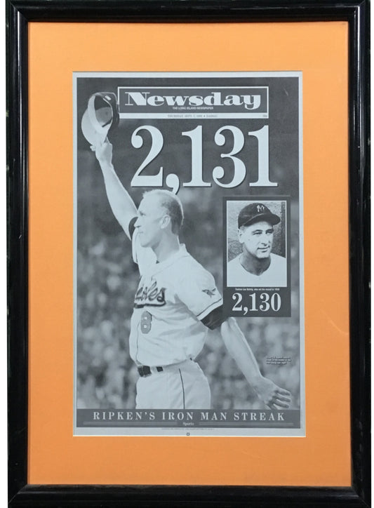 Cal Ripken Jr 2131 Iron Man Record 9/7/ 1995 Newsday printing plate 1/1 framed