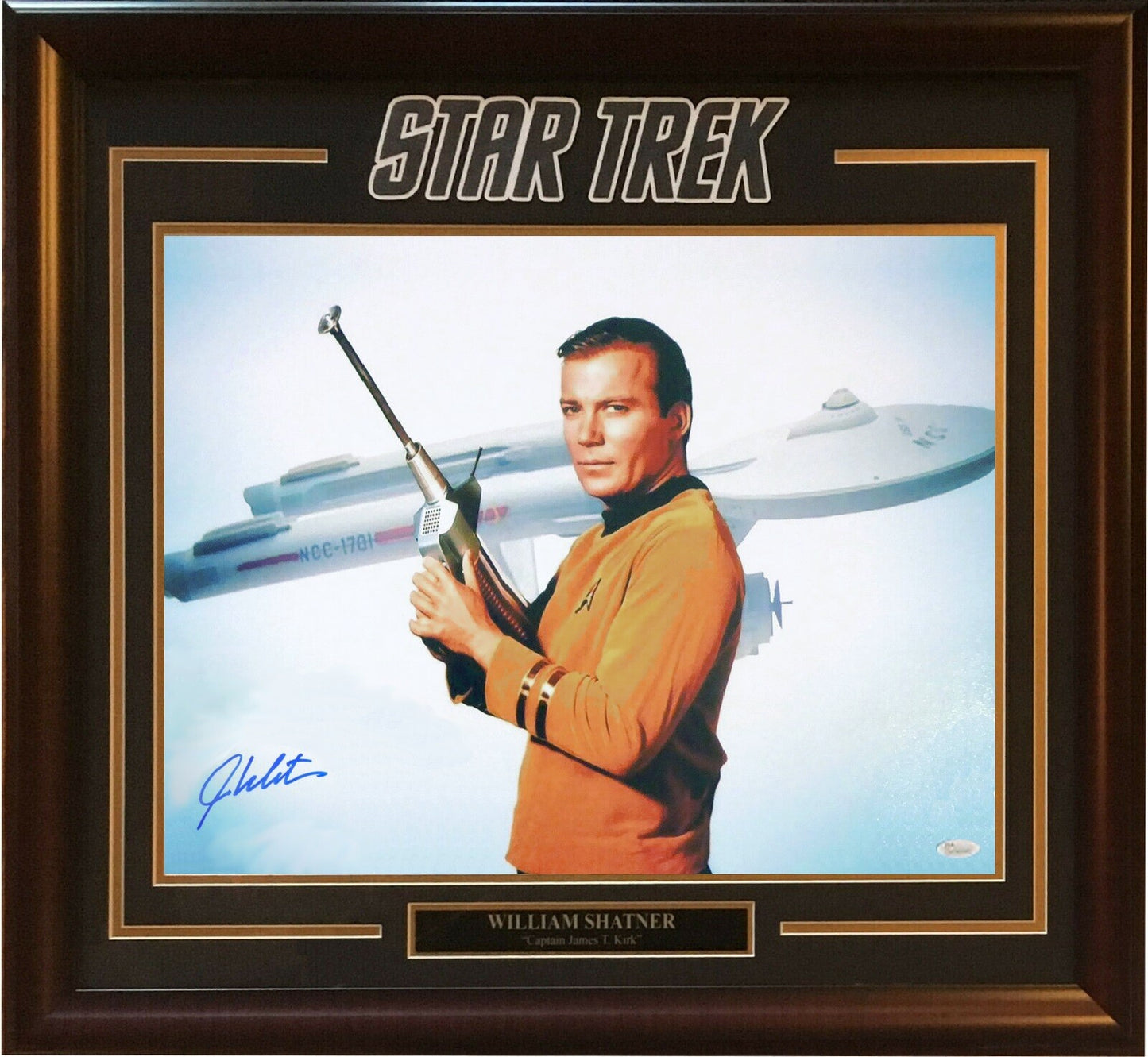 William Shatner signed 16x20 Captain Kirk Star Trek photo framed auto JSA COA
