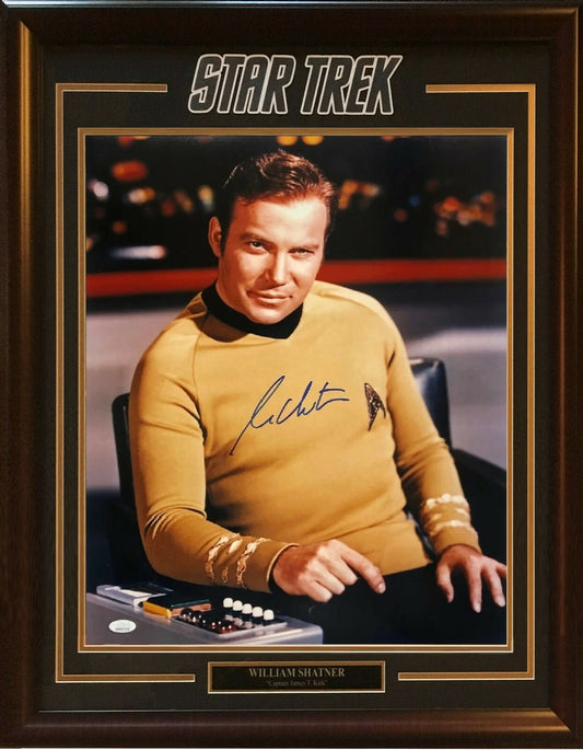 William Shatner signed 16x20 Captain Kirk Star Trek photo framed auto JSA COA