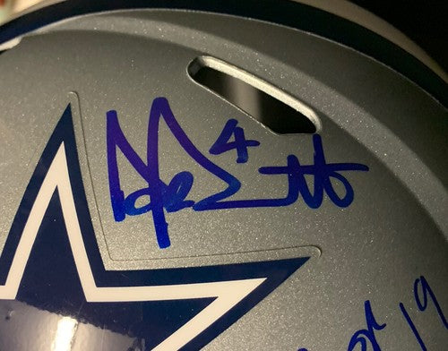 Dak Prescott Amari Cooper Dual Signed Cowboys Speed Rep FS Helmet auto JSA BAS