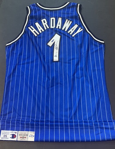 Penny Hardaway signed 1995 96 + 4 Pro Cut Orlando Magic Champion Jersey Auto UDA