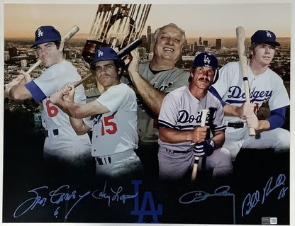 1981 Dodgers WS Infield signed 16x20 Photo Framed Steve Garvey Lopes Cey Tristar