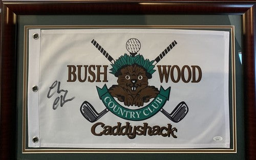 Chevy Chase Ty Webb Signed Framed Caddyshack Bushwood Golf Flag Autograph JSA