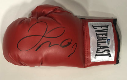 Floyd Mayweather signed red Everlast boxing glove pair auto Beckett BAS COA