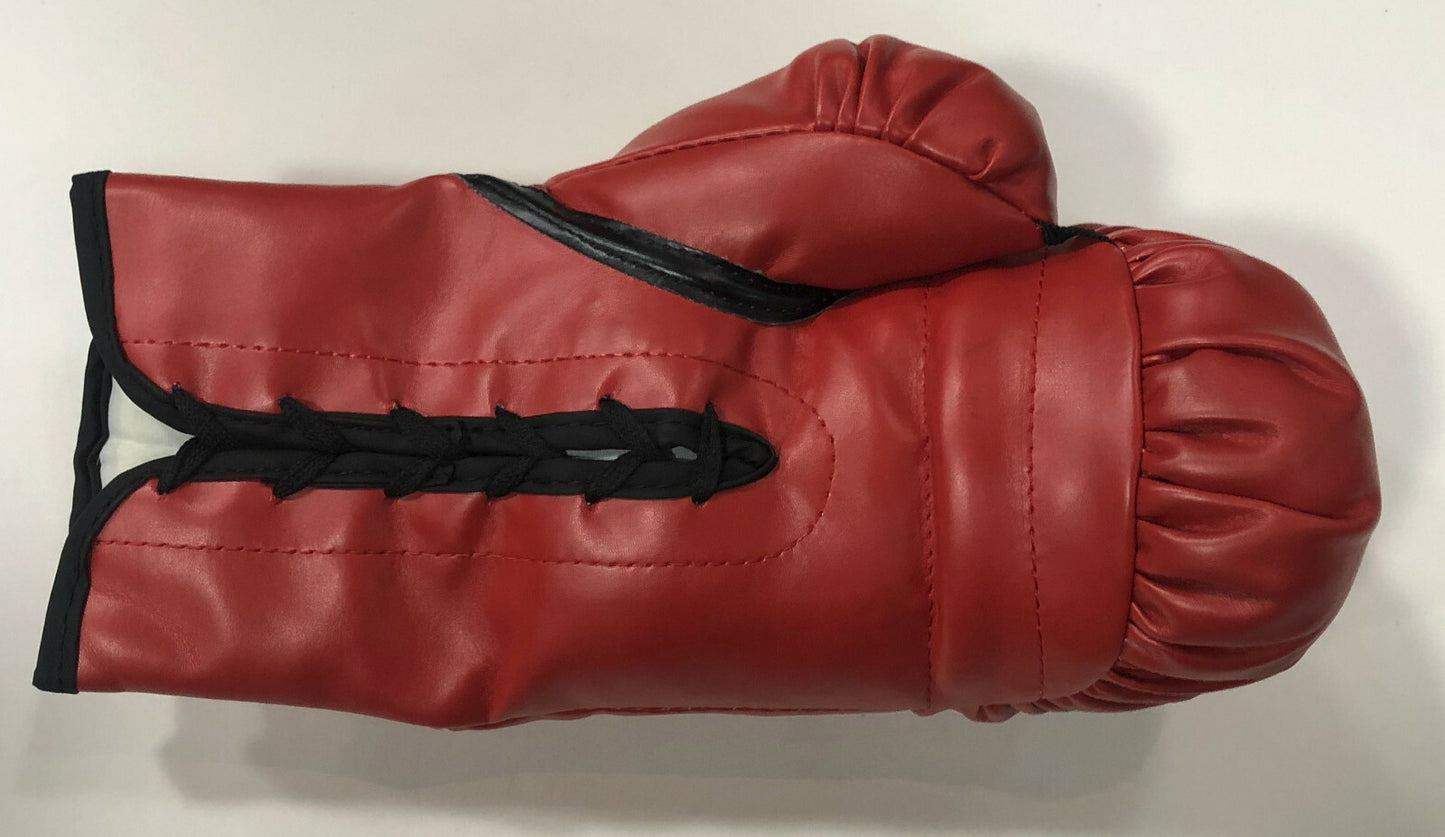 Floyd Mayweather signed red Everlast boxing glove pair auto Beckett BAS COA