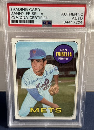 1969 Topps Dan Danny Frisella #343 Signed  Mets World Series RARE Auto Psa Coa