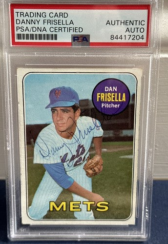 1969 Topps Dan Danny Frisella #343 Signed  Mets World Series RARE Auto Psa Coa