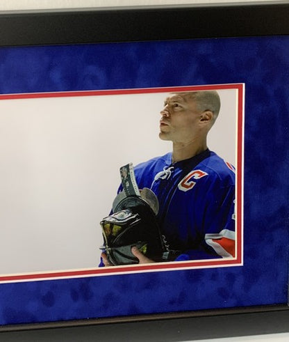 Mark Messier Signed 9/11 Helmet Photo RANGERS INS Never Forget Framed STEINER
