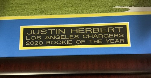 Justin Herbert signed 16x20 photo framed Chargers 2020 ROY Plaque Auto Fanatics