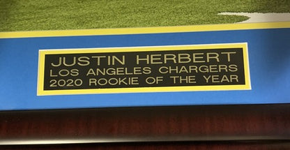 Justin Herbert signed 16x20 photo framed Chargers 2020 ROY Plaque Auto Fanatics