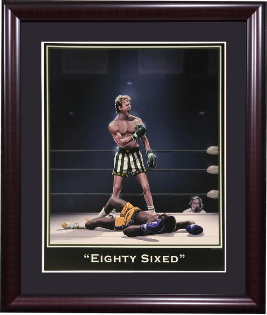 Larry Bird Celtics 1986 Vs Magic Johnson 16x20 Lithograph Photo Framed Ali Pose