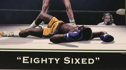 Larry Bird Celtics 1986 Vs Magic Johnson 16x20 Lithograph Photo Framed Ali Pose