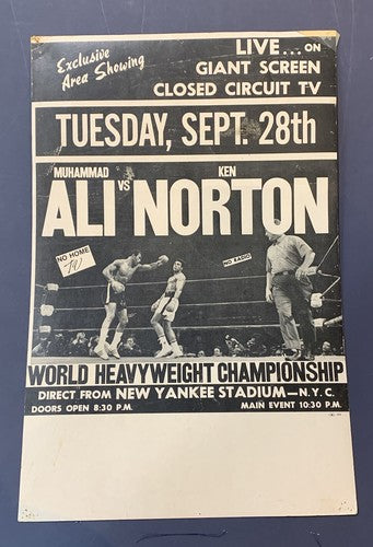 Muhammad Ali & Ken Norton 1976 Yankee Stadium Original fight poster Rare 14x22