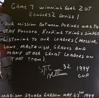 Stéphane Matteau Rangers signed 16x20 Framed Story 1994 Game 7 Goal Msg Steiner