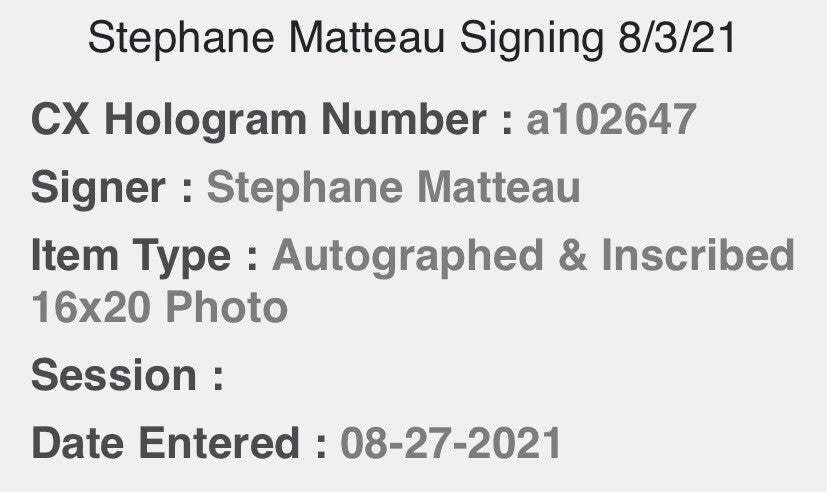 Stéphane Matteau Rangers signed 16x20 Framed Story 1994 Game 7 Goal Msg Steiner