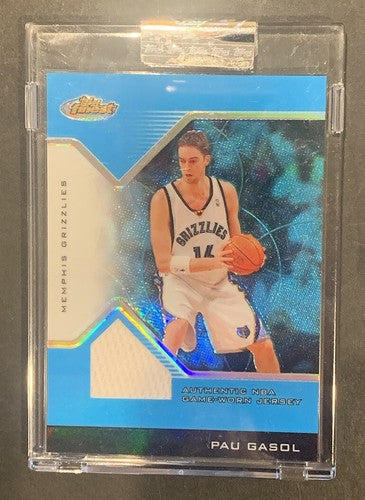2004-05 Topps Finest Game Used Jersey BLUE REFRACTOR Pau Gasol 1/50 Mint Sealed