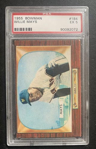 1955 Bowman Willie Mays #184 Psa 5 Ex High End Ny Giants Hof Nice