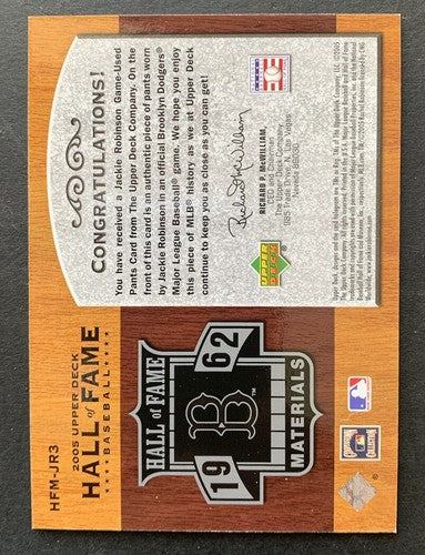 2005 Upper Deck Jackie Robinson Hall of Fame Game Used Jersey Pants  /15 Mint
