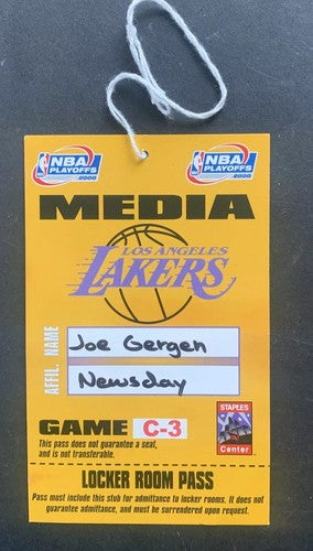 1999-2000 NBA Playoffs LAKERS FULL Locker Room Pass Media Ticket Kobe Bryant C3