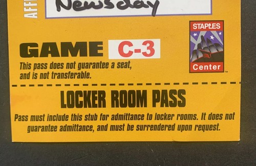 1999-2000 NBA Playoffs LAKERS FULL Locker Room Pass Media Ticket Kobe Bryant C3