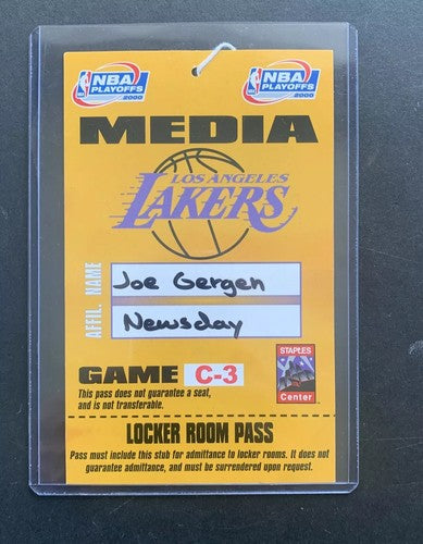 1999-2000 NBA Playoffs LAKERS FULL Locker Room Pass Media Ticket Kobe Bryant C3