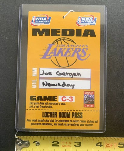 1999-2000 NBA Playoffs LAKERS FULL Locker Room Pass Media Ticket Kobe Bryant C3