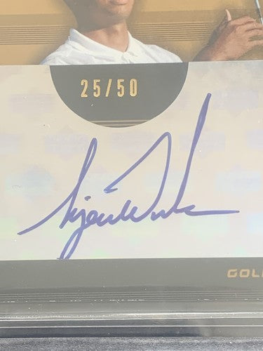 Tiger Woods 2003 SP Game Used Signature Swings /50 Gold 3 Bgs 8.5 Mint 9 Auto