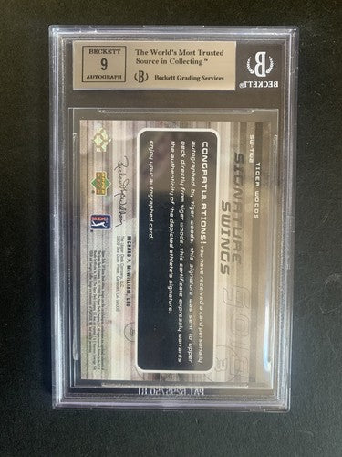Tiger Woods 2003 SP Game Used Signature Swings /50 Gold 3 Bgs 8.5 Mint 9 Auto