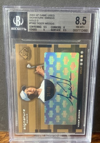 Tiger Woods 2003 SP Game Used Signature Swings /50 Gold 3 Bgs 8.5 Mint 9 Auto