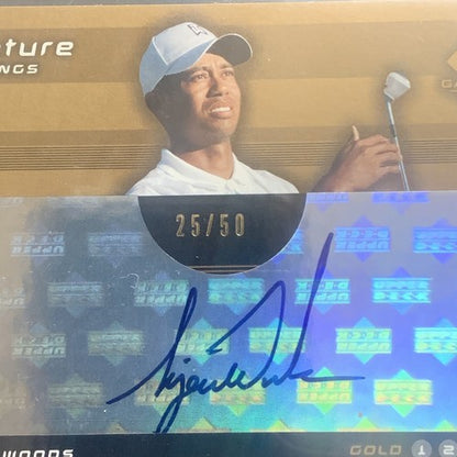 Tiger Woods 2003 SP Game Used Signature Swings /50 Gold 3 Bgs 8.5 Mint 9 Auto