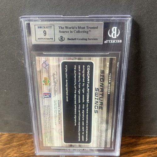 Tiger Woods 2003 SP Game Used Signature Swings /50 Gold 3 Bgs 8.5 Mint 9 Auto