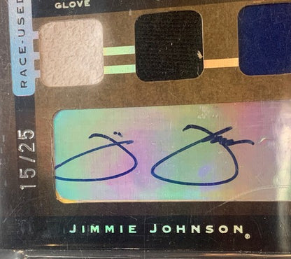 2007 Press Pass Legends Signed Jimmie Johnson Race Used Bgs 9 Auto Mint /25