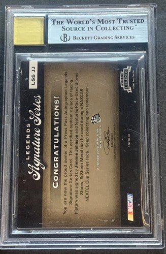 2007 Press Pass Legends Signed Jimmie Johnson Race Used Bgs 9 Auto Mint /25